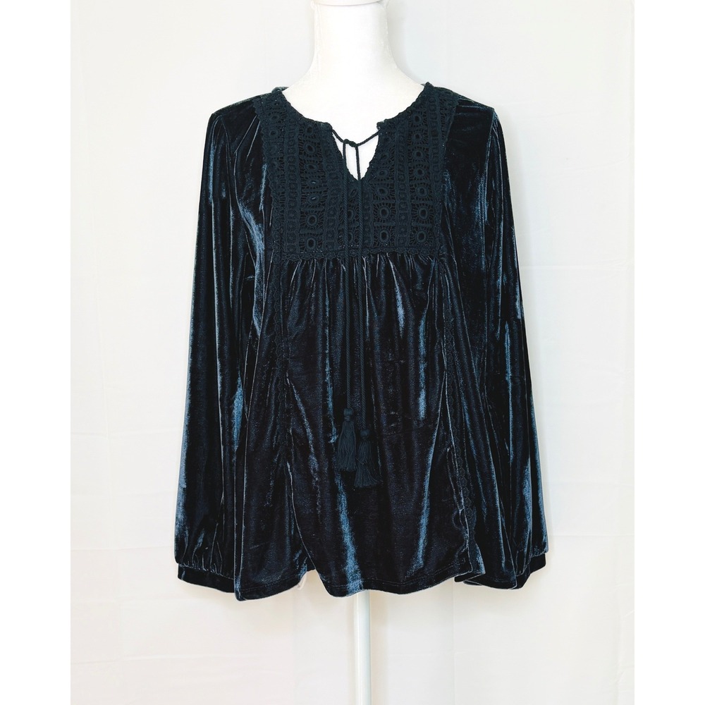 Y2K ReCreation Velvet Velour Babydoll Top Crochet Lace Whimigoth Dark Romantic